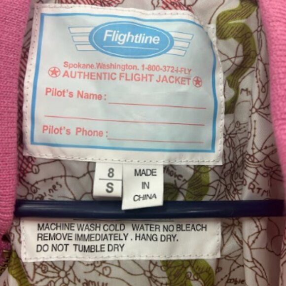 Flightline, Pink Jacket, Kids Sz S, with Patches - Picture 2 of 3